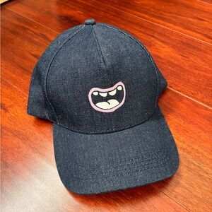 Blue Denim Cap with Mouth Graphic
